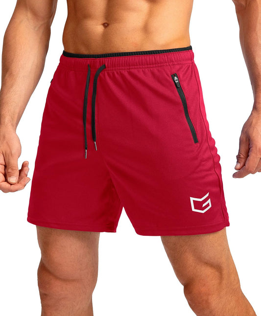 Men'S Running Shorts with Zipper Pockets Quick Dry Gym Athletic Workout 5" Shorts for Men